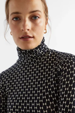 Seed Heritage T-Shirts & Tops-Diamond Geo Roll Neck Top Midnight Sky Geo