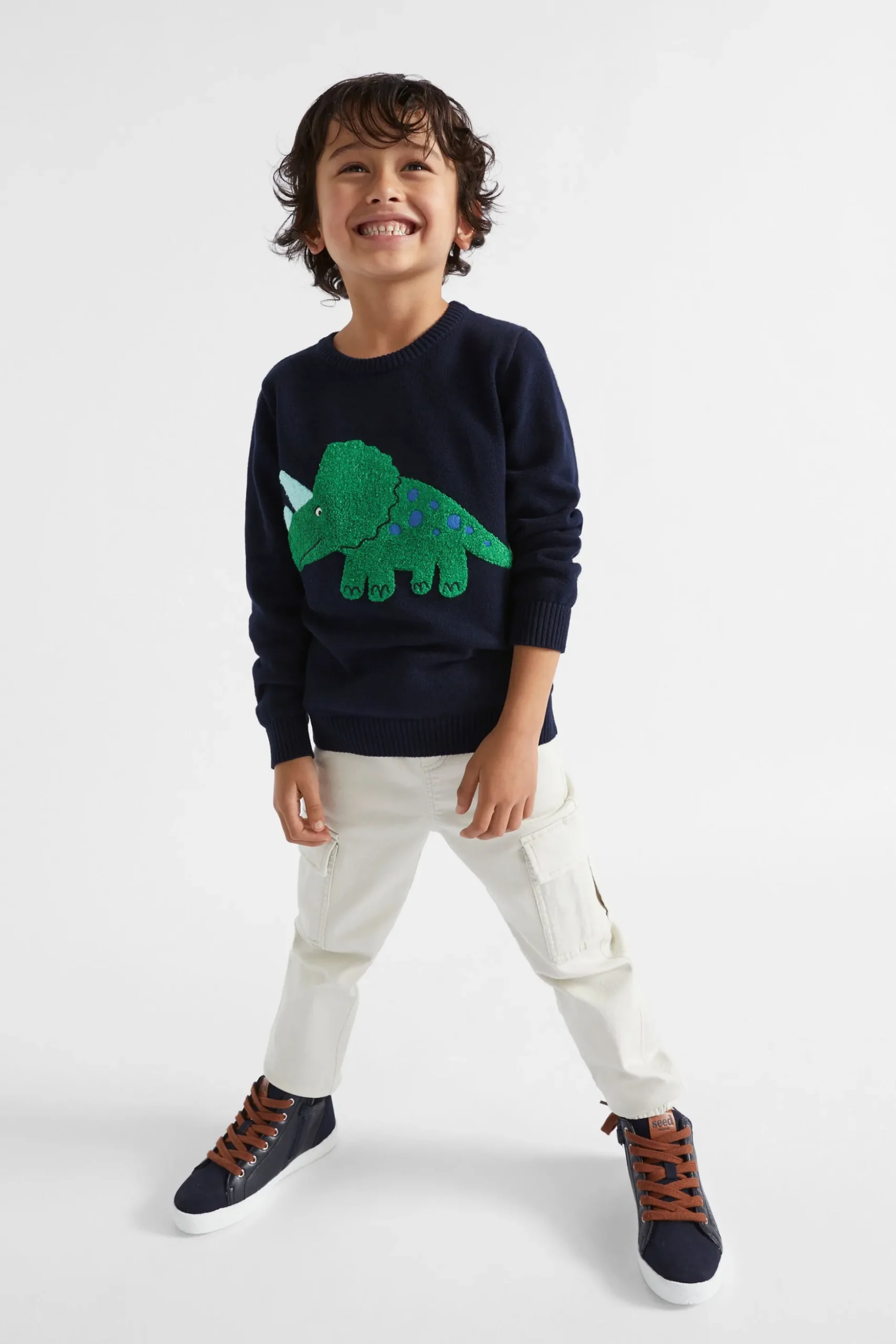 Seed Heritage Knitwear & Sweaters-Dino Crew Knit Midnight Blue