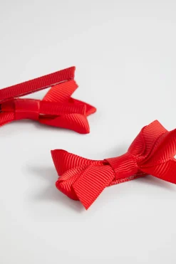 Seed Heritage Hair Accessories-Double Bow Clips Super Red