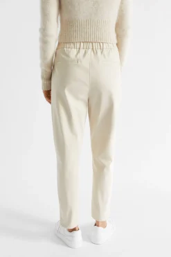 Seed Heritage Pants-Elasticated Tapered Leg Pant Vanilla Cream