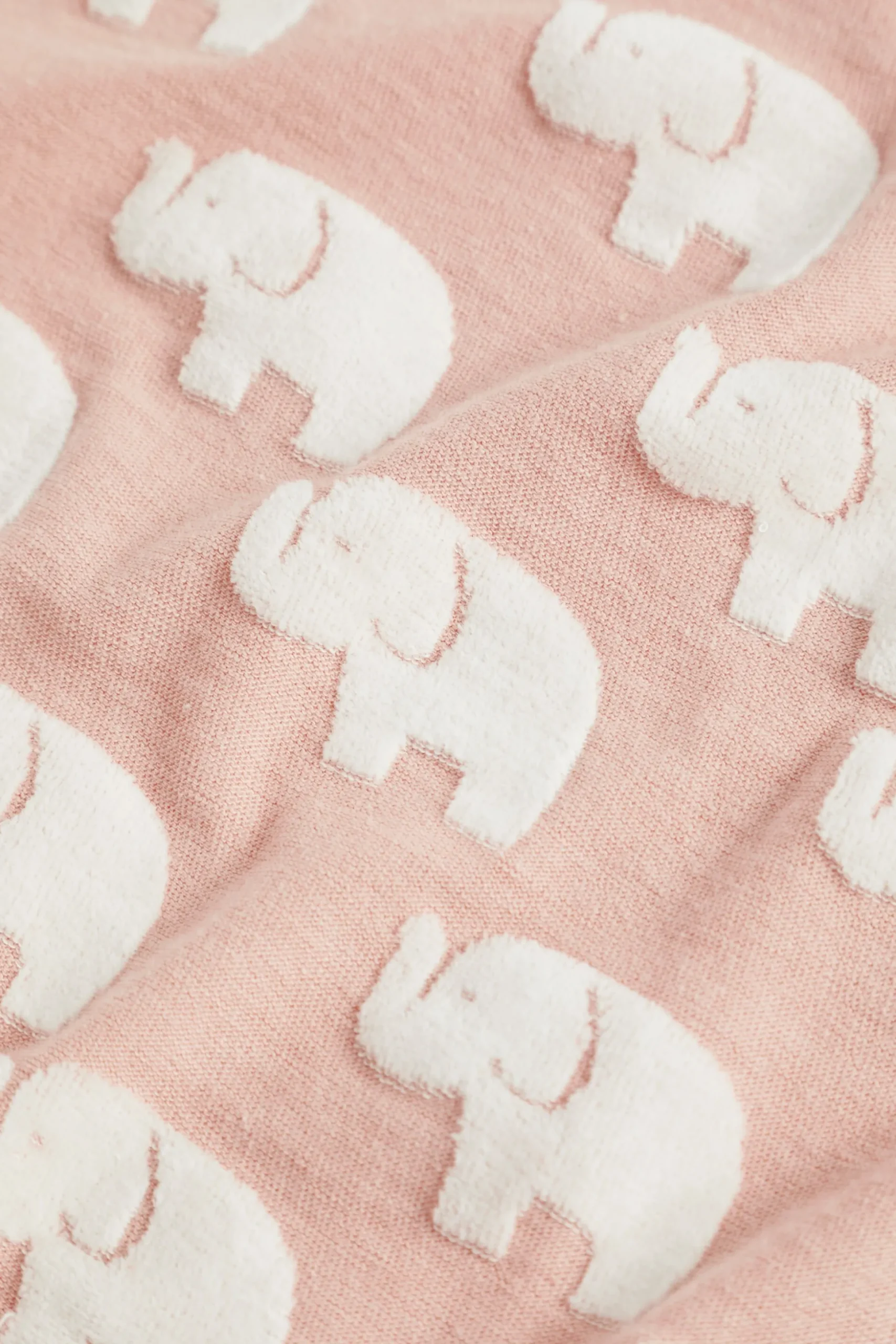 Seed Heritage Blankets-Elephant Jacquard Wrap Chalk Pink