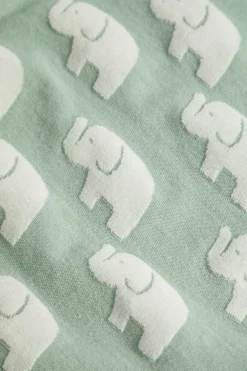 Seed Heritage Blankets-Elephant Jacquard Wrap Sage
