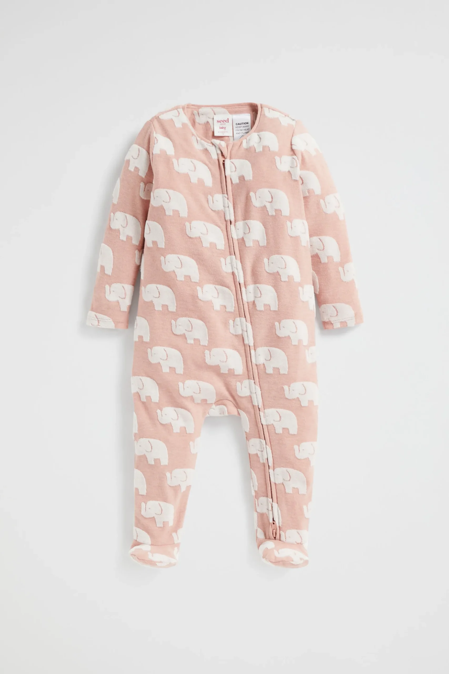 Seed Heritage Jumpsuits & Overalls-Elephant Jacquard Zipsuit Chalk Pink
