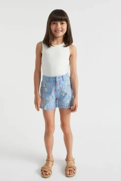 Seed Heritage Shorts-Embroidered Denim Short Classic Wash