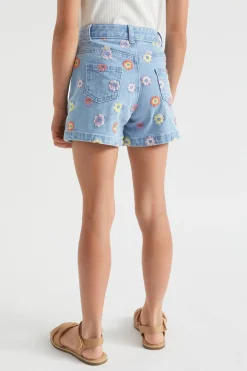 Seed Heritage Shorts-Embroidered Denim Short Classic Wash