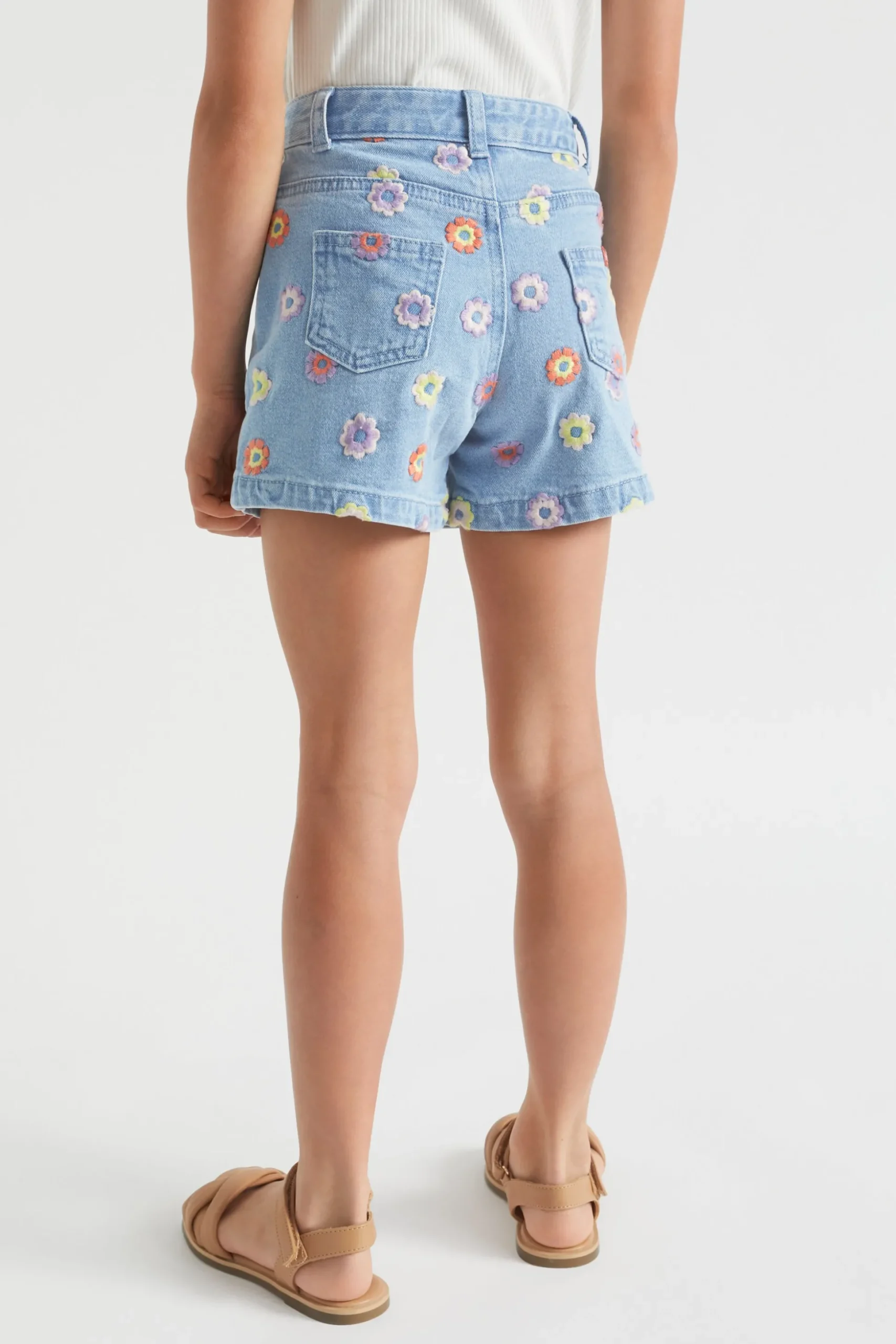 Seed Heritage Shorts-Embroidered Denim Short Classic Wash