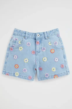 Seed Heritage Shorts-Embroidered Denim Short Classic Wash