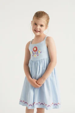Seed Heritage Dresses-Embroidered Dress Baby Blue