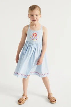 Seed Heritage Dresses-Embroidered Dress Baby Blue