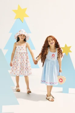 Seed Heritage Dresses-Embroidered Dress Baby Blue