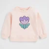 Seed Heritage T-Shirts & Tops-Embroidered Flower Sweat Dusty Rose