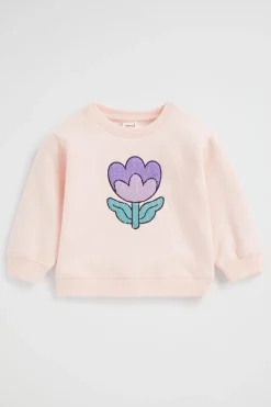Seed Heritage T-Shirts & Tops-Embroidered Flower Sweat Dusty Rose
