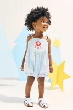 Seed Heritage Playsuits & Overalls-Embroidered Romper Baby Blue