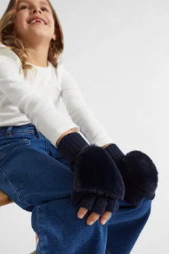 Seed Heritage Ponchos & Capes-Faux Fur Mittens Midnight Blue