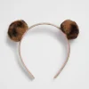 Seed Heritage Hair Accessories-Faux Fur Pom Pom Headband Ocelot