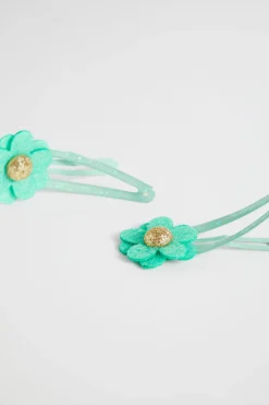 Seed Heritage Hair Accessories-Felt Daisy Snaps Pea Green