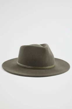 Seed Heritage Hats & Gloves-Felt Fedora Dark Fern