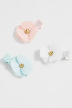 Seed Heritage Hair Accessories-Felt Flower Duck Clip Trio Multi