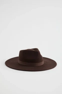 Seed Heritage Hats & Gloves-Felt Trim Detail Fedora Hot Chocolate