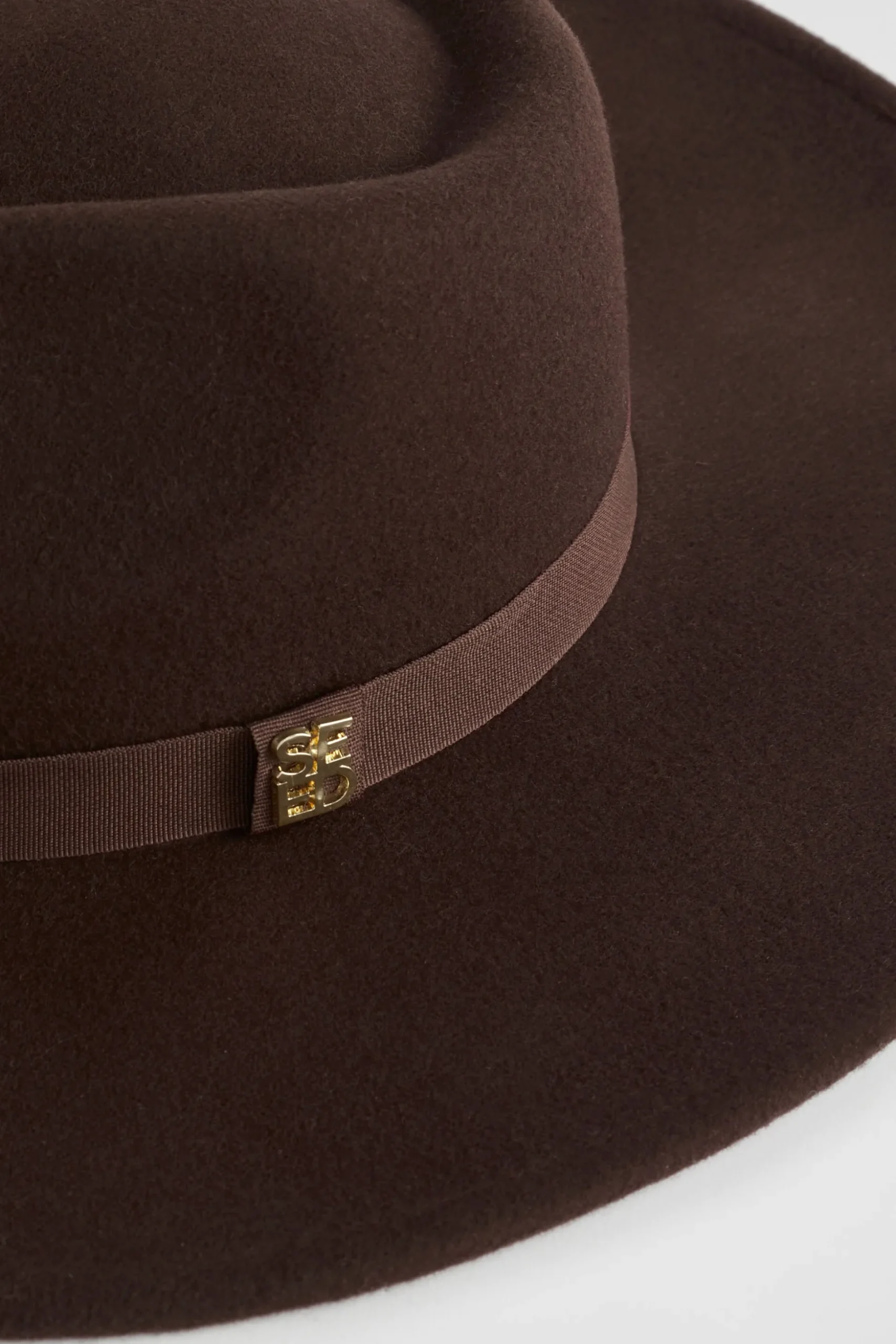 Seed Heritage Hats & Gloves-Felt Trim Detail Fedora Hot Chocolate