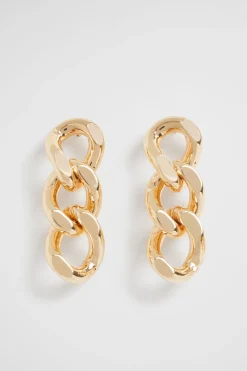 Seed Heritage Jewellery-Flat Curb Chain Earring Gold