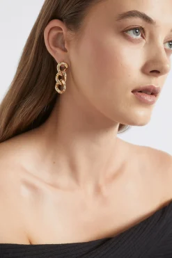 Seed Heritage Jewellery-Flat Curb Chain Earring Gold