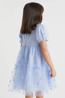 Seed Heritage Dresses-Floral Embroidered Dress Powder Blue