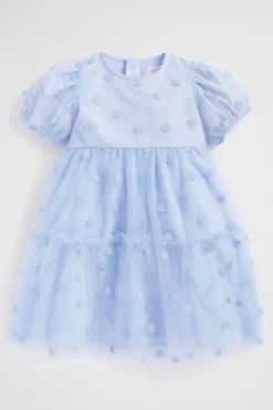 Seed Heritage Dresses-Floral Embroidered Dress Powder Blue