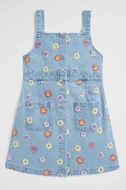 Seed Heritage Denim & Jeans-Floral Embroidered Pinafore Classic Wash