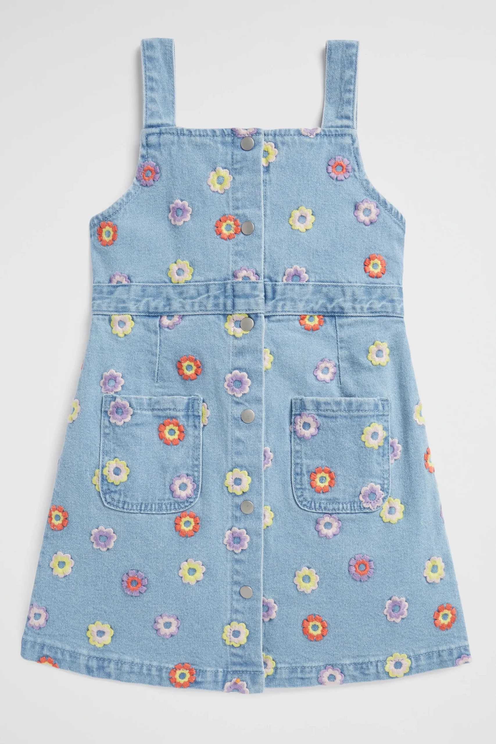 Seed Heritage Denim & Jeans-Floral Embroidered Pinafore Classic Wash
