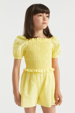 Seed Heritage Dresses-Floral Openwork Playsuit Sunshine