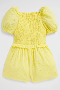 Seed Heritage Dresses-Floral Openwork Playsuit Sunshine