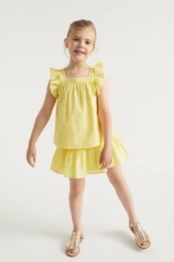 Seed Heritage Skirts-Floral Openwork Skirt Sunshine