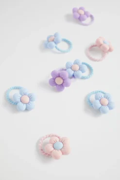 Seed Heritage Hair Accessories-Flower Hair Elastics Tub Multi