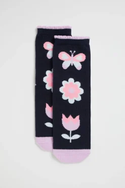 Seed Heritage Socks-Flower Sock Navy