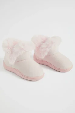 Seed Heritage Slippers-Fluffy House Boot Dusty Rose