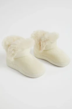 Seed Heritage Slippers-Fluffy House Boot Beige