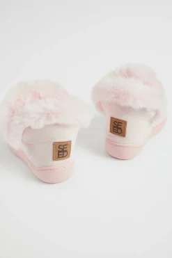 Seed Heritage Slippers-Fluffy House Boot Dusty Rose