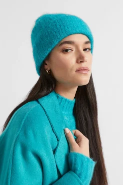 Seed Heritage Hats & Gloves-Fluffy Knit Beanie Peacock Blue