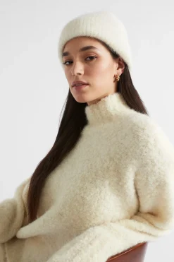 Seed Heritage Hats & Gloves-Fluffy Knit Beanie Vanilla Cream