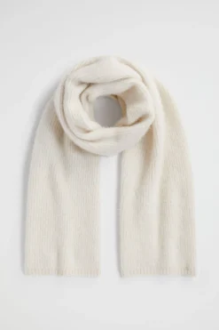 Seed Heritage Scarves & Kaftans-Fluffy Rib Knit Scarf Vanilla Cream