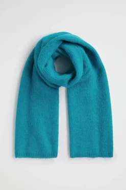 Seed Heritage Scarves & Kaftans-Fluffy Rib Knit Scarf Peacock Blue