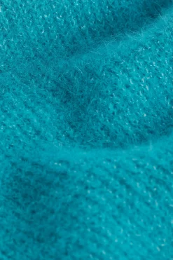 Seed Heritage Scarves & Kaftans-Fluffy Rib Knit Scarf Peacock Blue