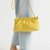 Seed Heritage Leather Bags-Gathered Leather Clutch Gold Amber