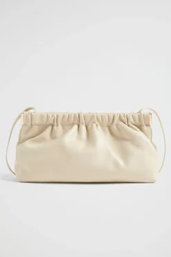 Seed Heritage Leather Bags-Gathered Leather Clutch Stone