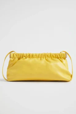 Seed Heritage Leather Bags-Gathered Leather Clutch Gold Amber