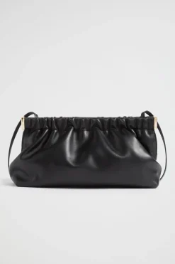 Seed Heritage Leather Bags-Gathered Leather Clutch Black
