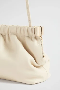 Seed Heritage Leather Bags-Gathered Leather Clutch Stone
