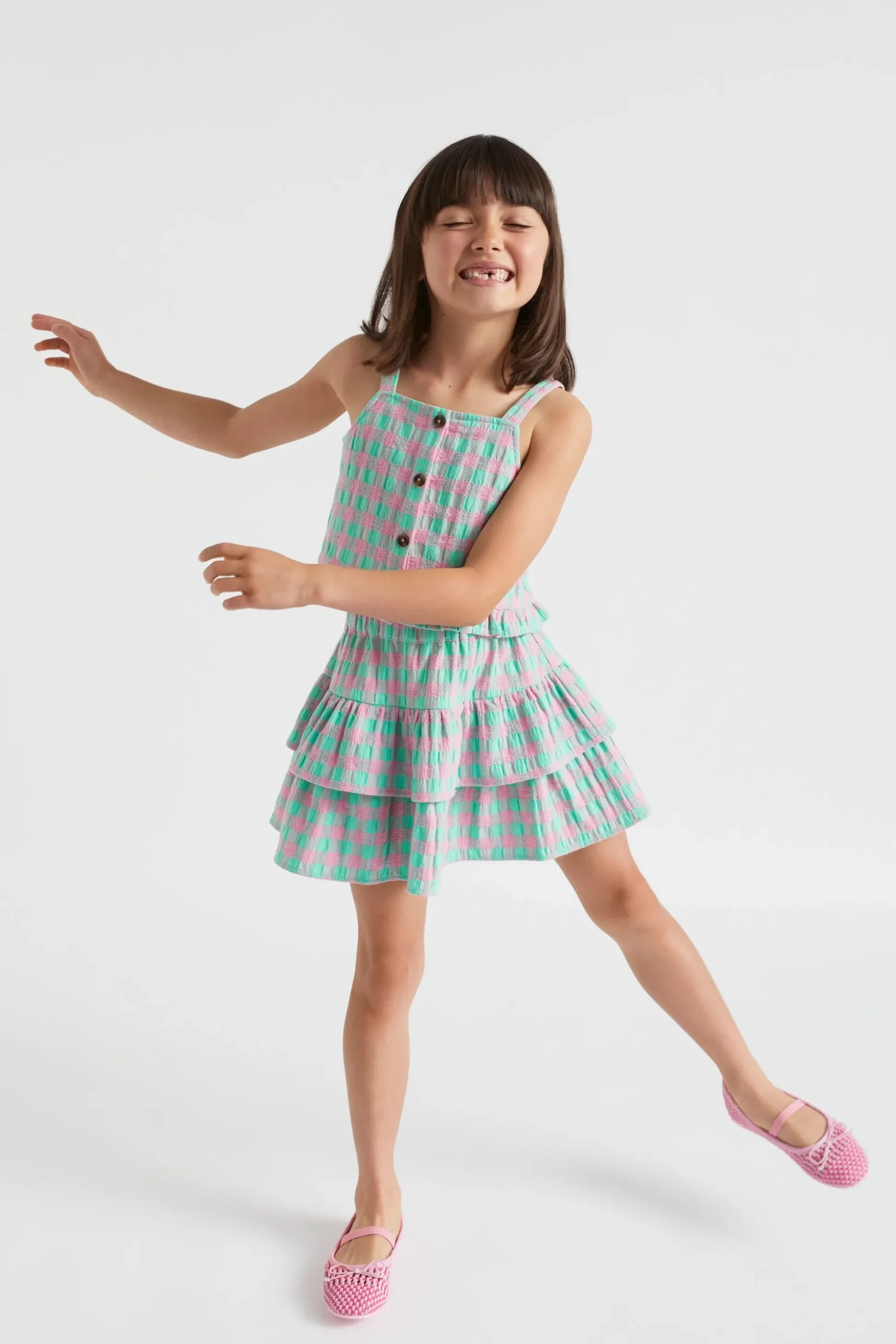 Seed Heritage T-Shirts & Tops-Gingham Cami Candy Pink
