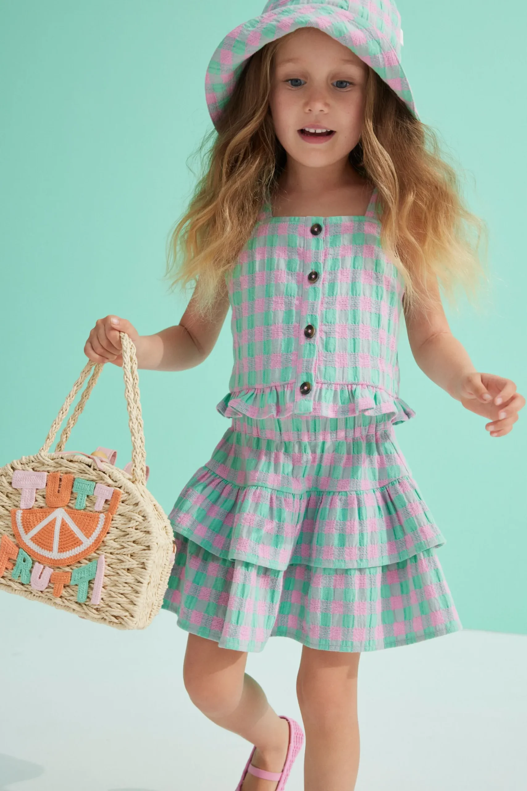 Seed Heritage T-Shirts & Tops-Gingham Cami Candy Pink